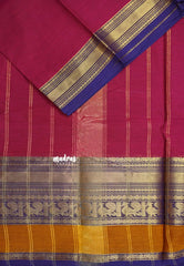 Beet Pink - Karthigai Silk Cotton Plain Body with Peacock and Skirt Border