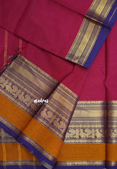 Beet Pink - Karthigai Silk Cotton Plain Body with Peacock and Skirt Border
