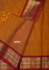 Mustard Orange - Karthigai silk cotton Multi Border with Buttas - Best for Wedding Functions