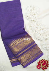 Lavender Purple - Karthigai Silk Cotton Plain with Multi Flower, Rudraksham, Mango and Temple Border - Best for Wedding Functions