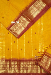 Mustard yellow - Karthigai Mercerised cotton getti zari with mango border