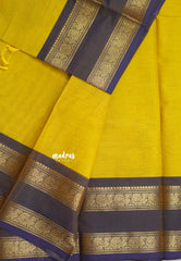 Turmeric Yellow - Karthigai silk cotton Rettapet rudraksham and peacock border