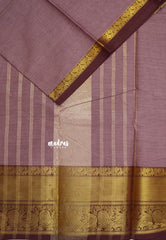 Vintage Mauve - Karthigai silk cotton Getti Zari and Peacock Border