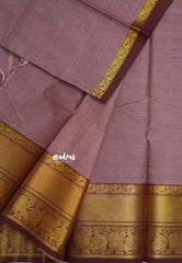 Vintage Mauve - Karthigai silk cotton Getti Zari and Peacock Border