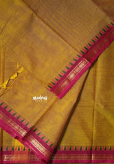 Magic Mustard - Karthigai silk cotton rudraksha with temple weaving border - Best for Small Functins