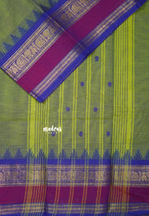 Dual Shade Green - Karthigai silk cotton temple mayil mango border - Best for Wedding Functions