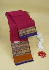 Beet Pink - Karthigai Silk Cotton Plain Body with Peacock and Skirt Border