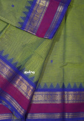 Dual Shade Green - Karthigai silk cotton temple mayil mango border - Best for Wedding Functions