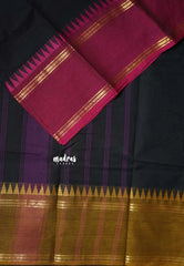 Black - Karthigai silk cotton plain body rettapet Ganga jamuna border - Best for Wedding Functions