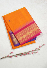 Orange - Karthigai silk cotton rudraksham Ganga jamuna border