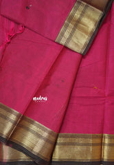 Beet Pink - Karthigai silk cotton Bavanji border with buttas