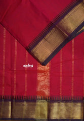 Crimson Red - Karthigai silk cotton getti zari with small temple border - Best for Wedding Functions