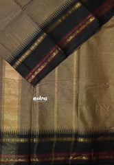 Earthen Taupe - Karthigai silk cotton plain body rudraksham skirt border - Best for Small Functions