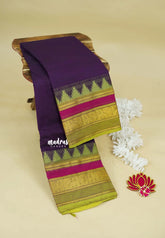 Jamun Purple - Karthigai silk cotton plain body with mayil and temple border