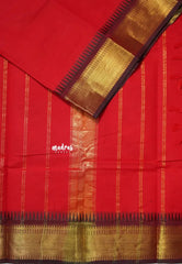 Spicy Red - Karthigai silk cotton getti zari with small temple border - Best for Wedding Functions