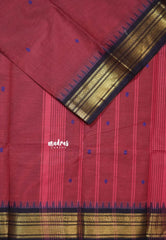 Rosewood Pink - Karthigai silk cotton Temple Bavanji border with buttas - Best for Temple Visit