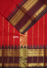 Dark Red - Karthigai silk cotton Temple Border - Best for Wedding Functions