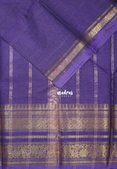 Lavender Purple - Karthigai Silk Cotton Plain with Multi Flower, Rudraksham, Mango and Temple Border - Best for Wedding Functions