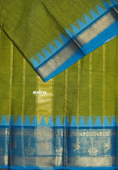 Dual Shade Green - Karthigai silk cotton plain body with annam border - Best for Wedding Functions