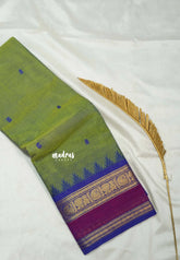 Dual Shade Green - Karthigai silk cotton temple mayil mango border - Best for Wedding Functions