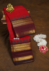 Dark Red - Karthigai silk cotton Temple Border - Best for Wedding Functions