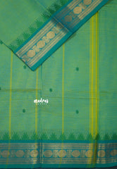 Dual Shade Green - Karthigai silk cotton rudraksha with temple weaving border - Best for Wedding Functions