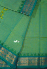 Dual Shade Green - Karthigai silk cotton rudraksha with temple weaving border - Best for Wedding Functions
