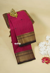 Beet Pink - Karthigai silk cotton Bavanji border with buttas