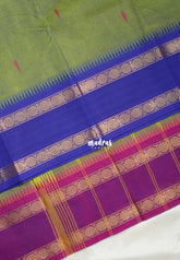 Dual Shade Green - Karthigai silk cotton Rettapet Rudraksham Ganga Jamuna Border with Buttas - Best for Small Functions