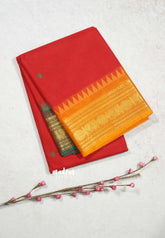 Red - Karthigai silk cotton rudraksham Ganga jamuna border