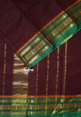 Coffee Brown - Karthigai Silk Cotton with Kanchipuram Temple Edge Border - Best for Temple Visit