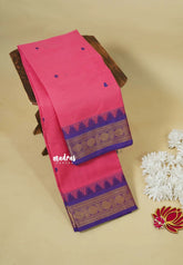 Rose Pink - Karthigai silk cotton rudraksha with temple weaving border