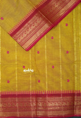 Dual Shade Yellow - Karthigai silk cotton Saree Bavanji and Mango border with buttas - Best for Wedding Functions