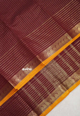 Araku Maroon - Karthigai silk cotton with golden stripes weaving - Best for Small Functions