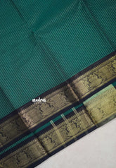 Peacock Green - Karthigai Silk Cotton saree with Stripes Weaving - Best for Festive Wear
