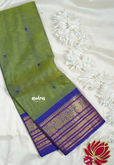 Dual Shade Green - Karthigai silk cotton buttas with mango and floral border - Best for Wedding Functions
