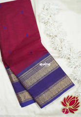 Beet Pink - Karthigai Silk Cotton Buttas Rettapet Heart Border - Best for Wedding Functions