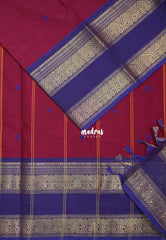 Beet Pink - Karthigai Silk Cotton Buttas Rettapet Heart Border - Best for Wedding Functions