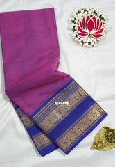 Onion Purple - Karthigai silk cotton plain rettapet heart border - Best for Festive Wear | Temple Visit