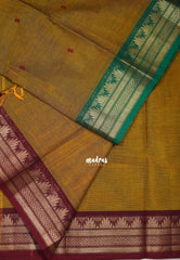 Dual Shade Mustard Brown - Karthigai silk cotton Temple Ganga jamuna border - Best for Wedding Functions