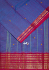 Dual Shade Lavender Blue - Karthigai Silk Cotton Body Multi Rudraksham with Buttas - Best for Temple Visit