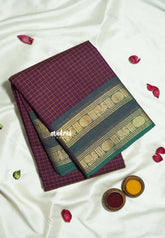 Mulberry Purple - Karthigai silk cotton rettapeta rudraksham border with muthu kattam - Best for Wedding Functions | Temple Visit