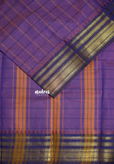 Lavender Purple - Karthigai silk cotton Big Muthu Kattam Checks with Bavanji ant Temple Border - Best for Small Functions