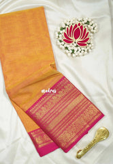 Dual Shade Yellow - Karthigai silk cotton Plain Saree with Annam, Rudraksham and Yaanai Border - Best for Small Functions