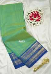 Dual Shade Mint Green - Karthigai silk cotton Plain Saree with Rudraksham Border - Best for Small Functions