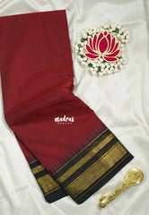 Majestic Maroon - Karthigai Silk Cotton Bavanji with Temple Border - Best for Gifting