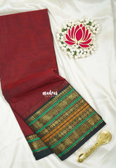Majestic Maroon - Karthigai Silk Cotton Rudhraksham Multi border - Best for Wedding Functions | Temple Visit