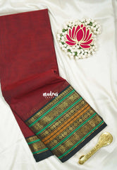 Majestic Maroon - Karthigai Silk Cotton Rudhraksham Multi border - Best for Wedding Functions | Temple Visit