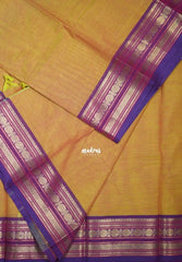 Dual Shade Mustard Glow - Karthigai silk cotton Plain Saree with Rudraksham Border - Best for Small Functions