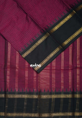 Beet Pink - Karthigai Silk Cotton Rettapeta Rudraksham Border with Muthukattam - Best for Small Functions